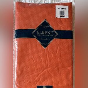 Home Fashions Orange Vinyl Tablecloth - Flannel-Backed 60 inch round